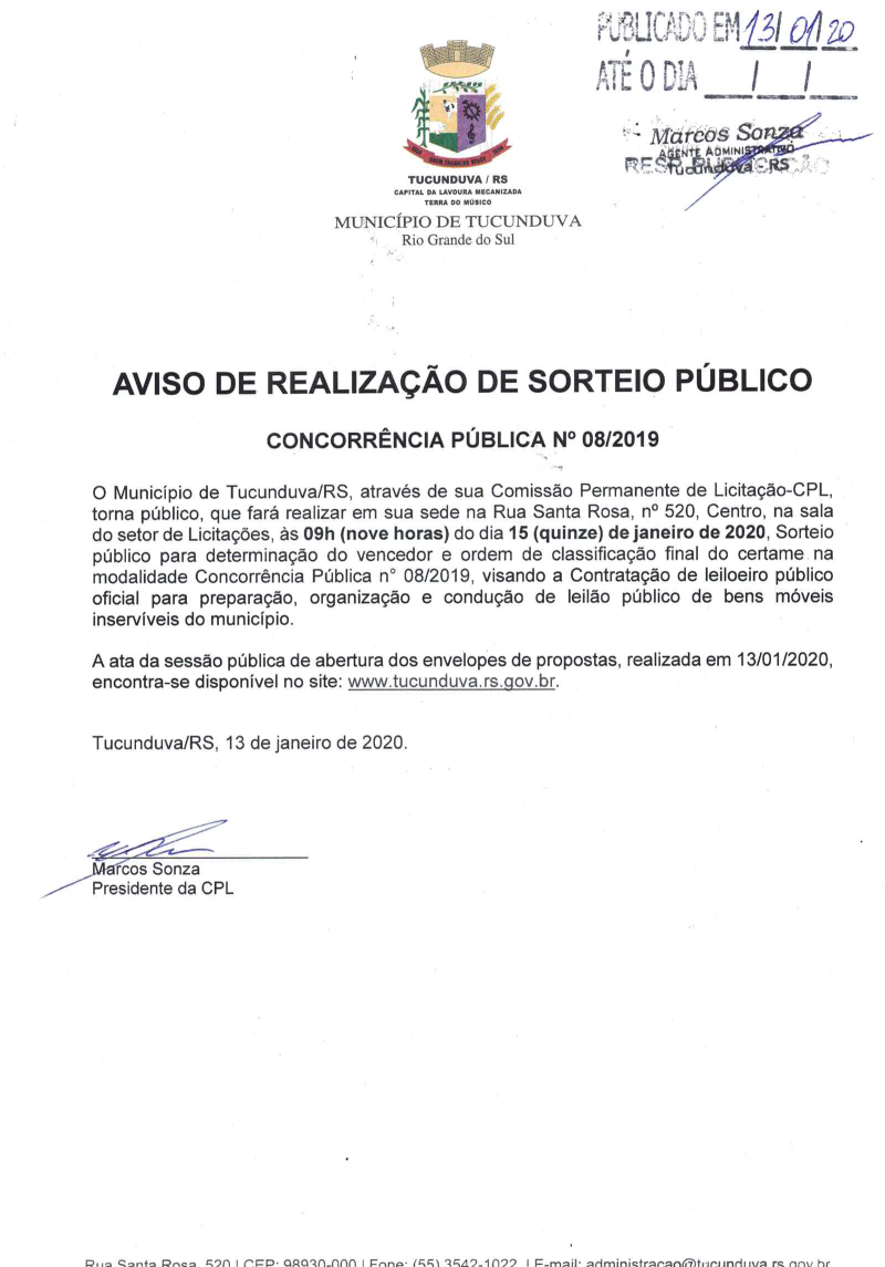 CNC 08_2019 AVISO DE REALIZAÇÃO DE SORTEIO PÚBLICO CONTRAT LEILOEIRO